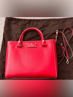 kate spade Red Leather Satchel with Gold Hardware